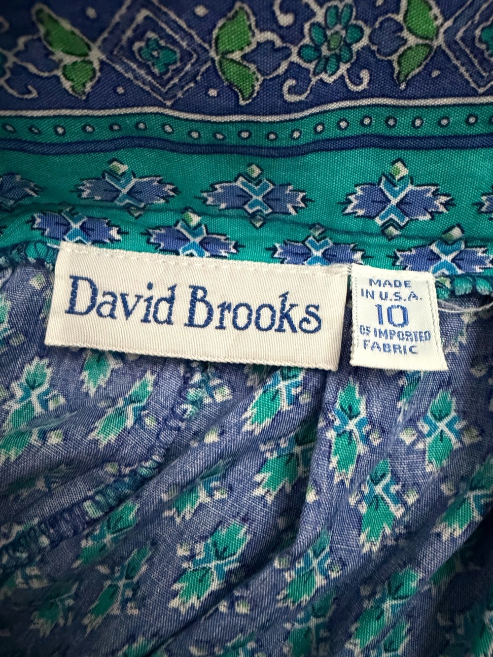 Vintage David Brooks Prairie Mid Blue A-Line Skirt with Contrast Button Front 10 - Picture 7 of 7